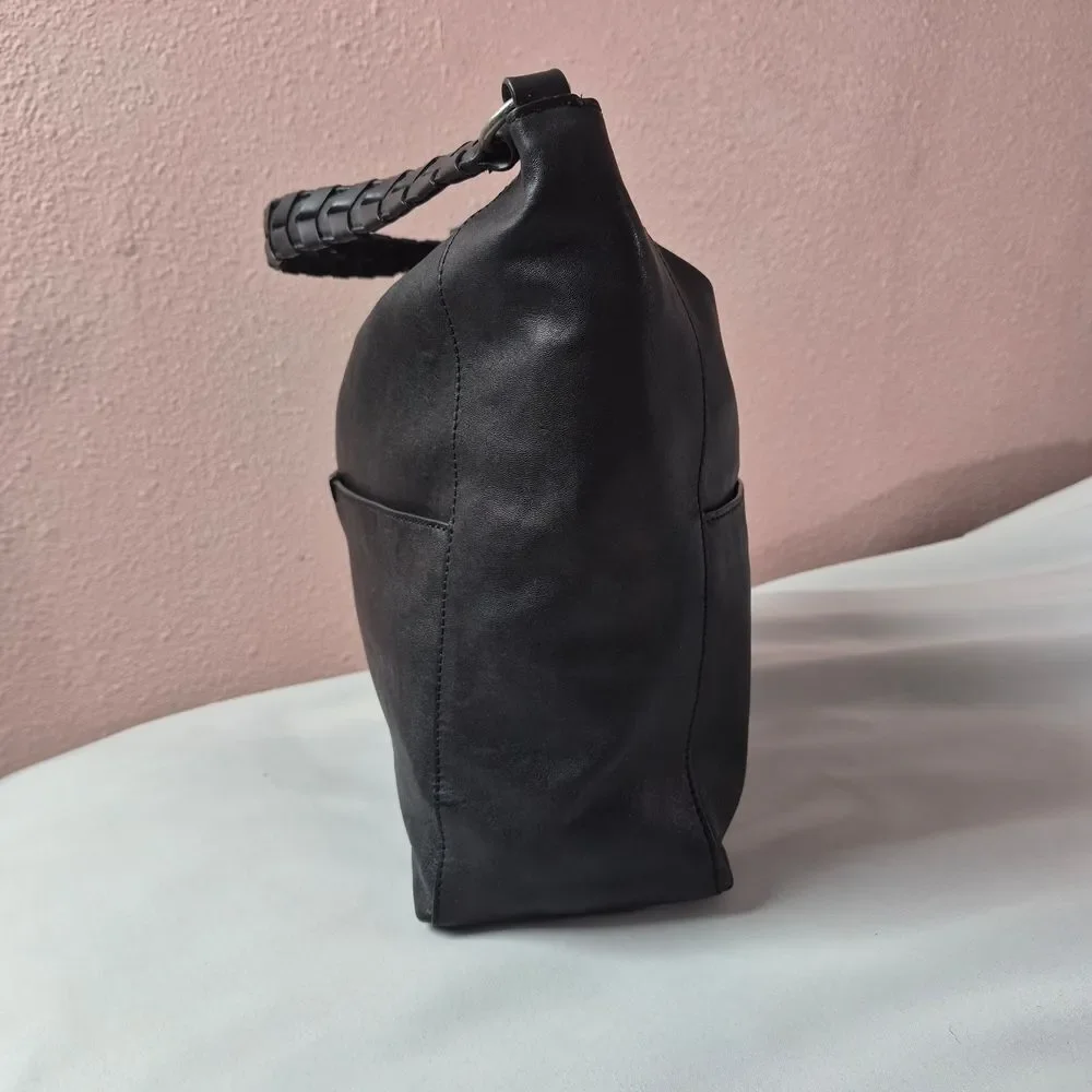 Lucky Brand Vala Leather Black Hobo Bag